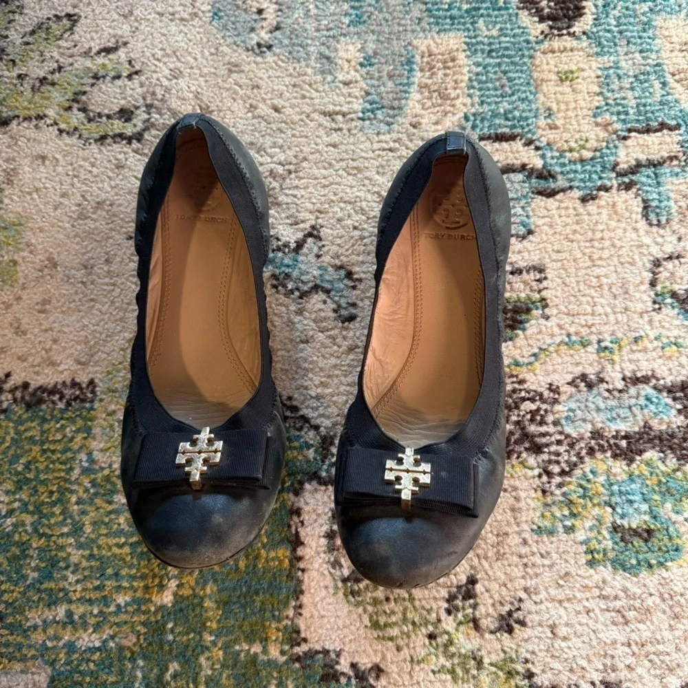 Tory Burch Black leather Ballet Flats